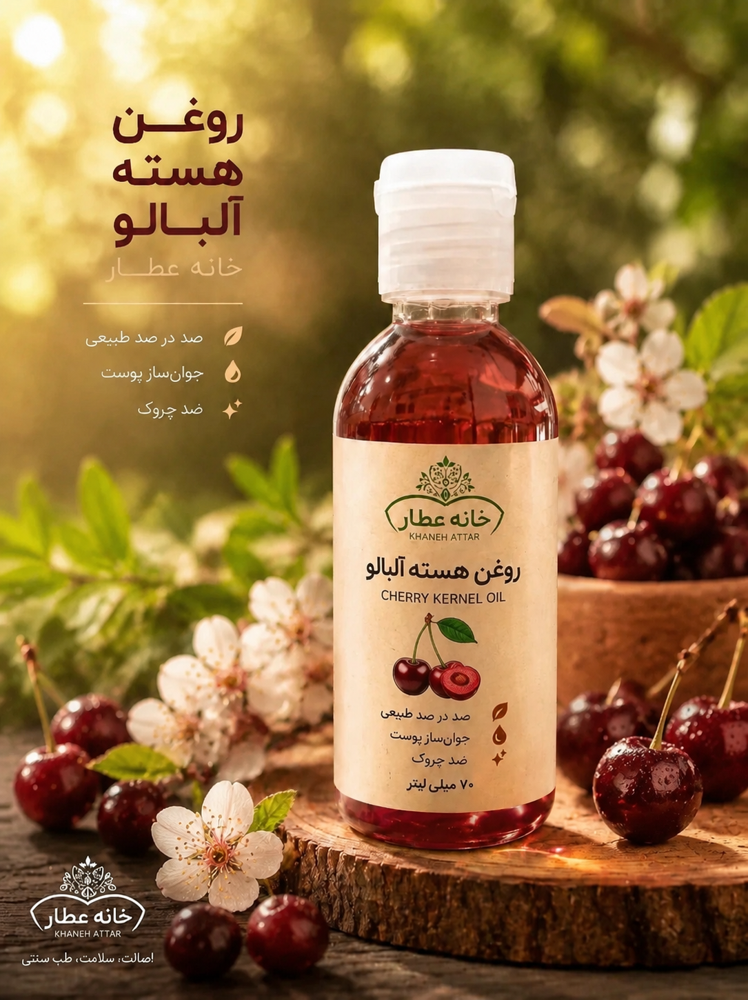 روغن هسته آلبالو اصل(70 میلی لیتر)
