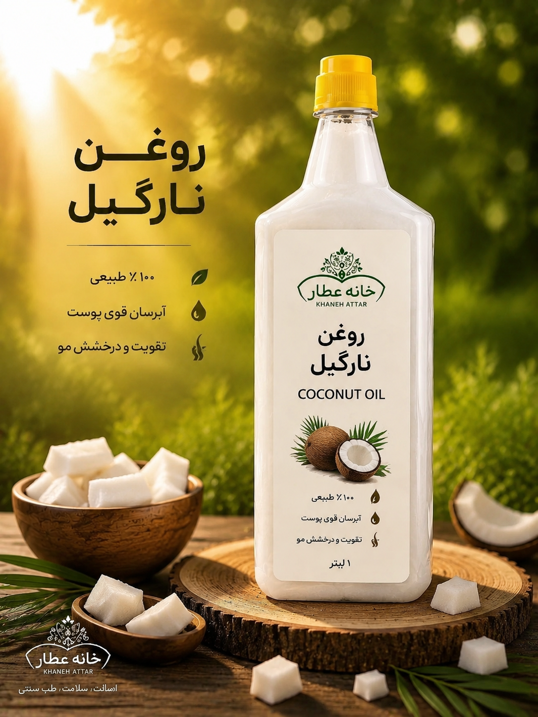 روغن نارگیل  سریلانکا اصل (1 لیتری) بضمانت مرجوعی