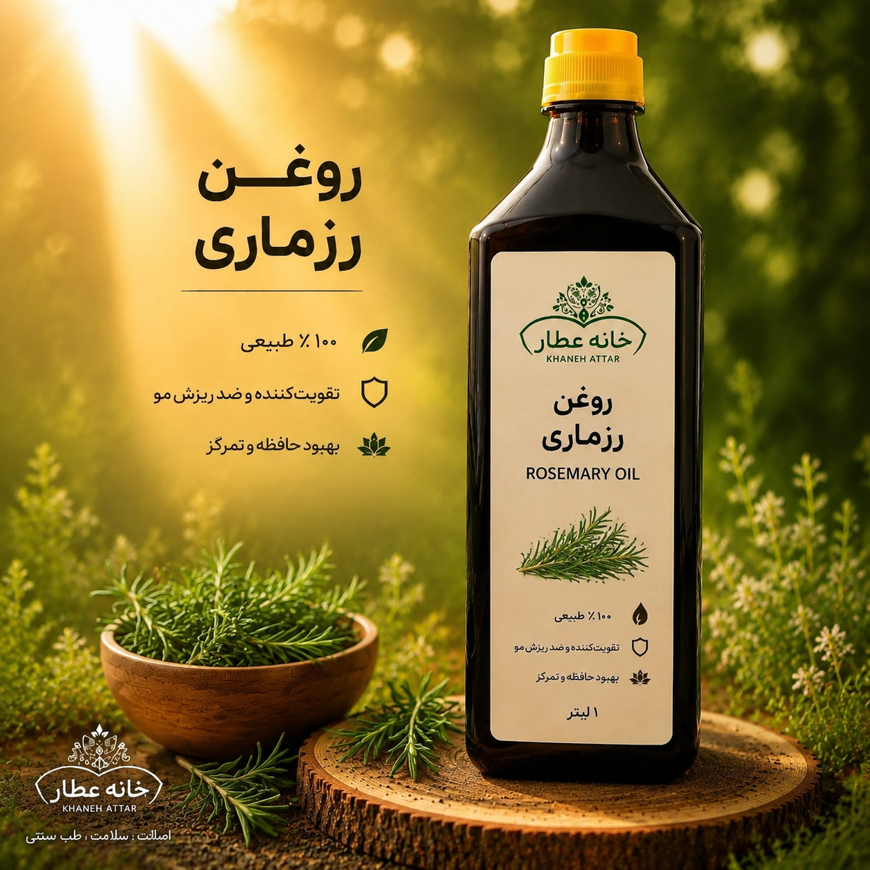 روغن رزماری خالص (1لیتری) بضمانت مرجوعی