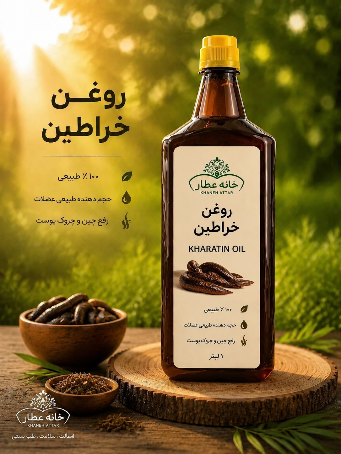 روغن خراطین خالص (1لیتری) بضمانت مرجوعی