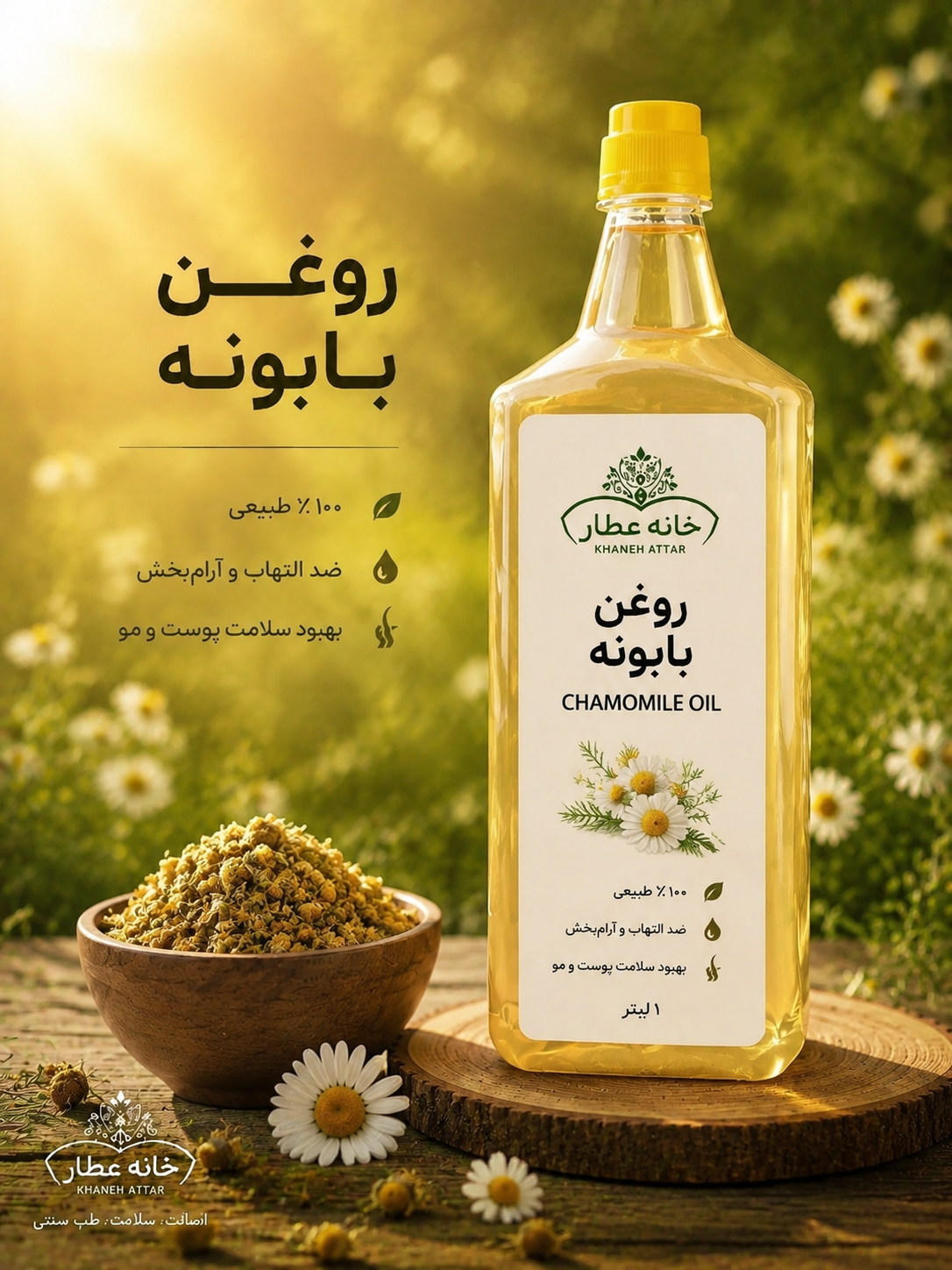 روغن بابونه خالص (1لیتری) بضمانت مرجوعی