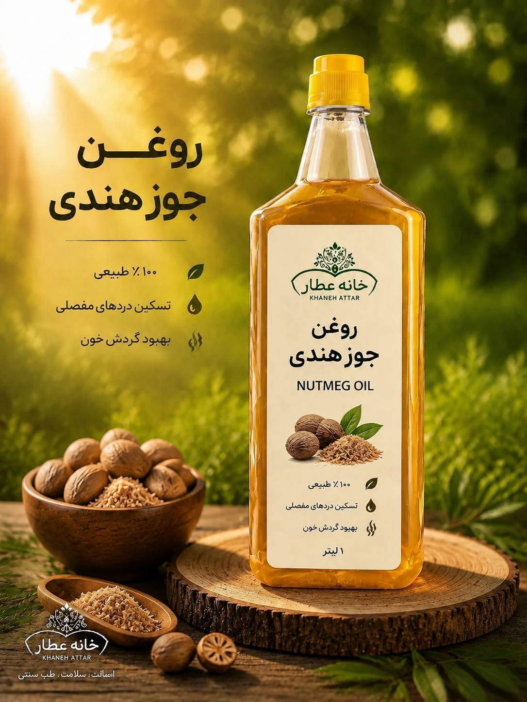 روغن جوزهندی خالص (1لیتری) بضمانت مرجوعی