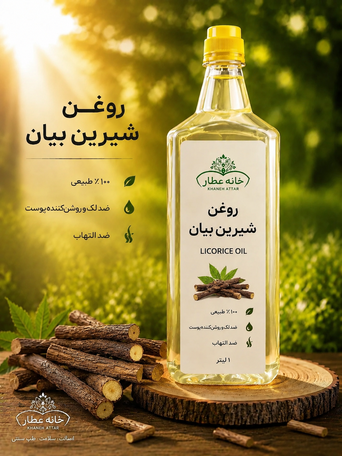 روغن شیرین بیان خالص (1لیتری) بضمانت مرجوعی