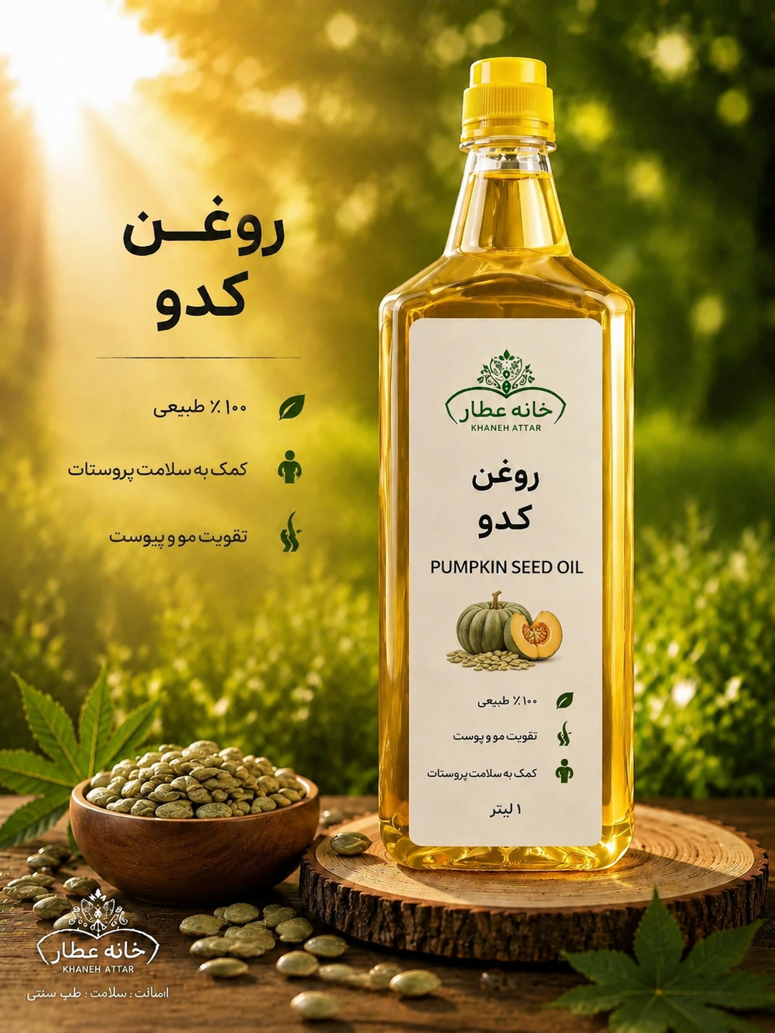 روغن کدوخالص (1لیتری) بضمانت مرجوعی