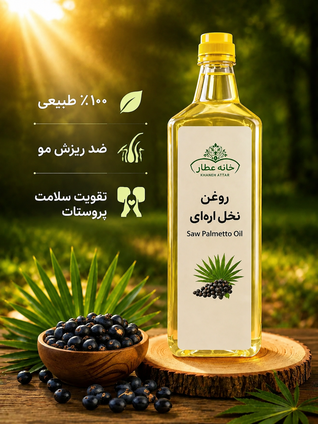 روغن نخل اره ای خالص (1لیتری) بضمانت مرجوعی