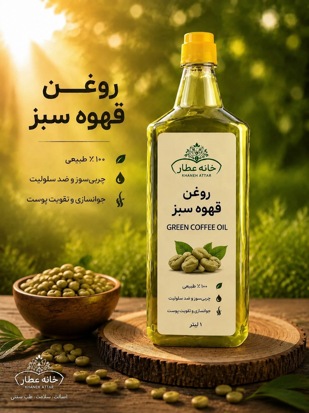 روغن قهوه سبزخالص (1لیتری) بضمانت مرجوعی