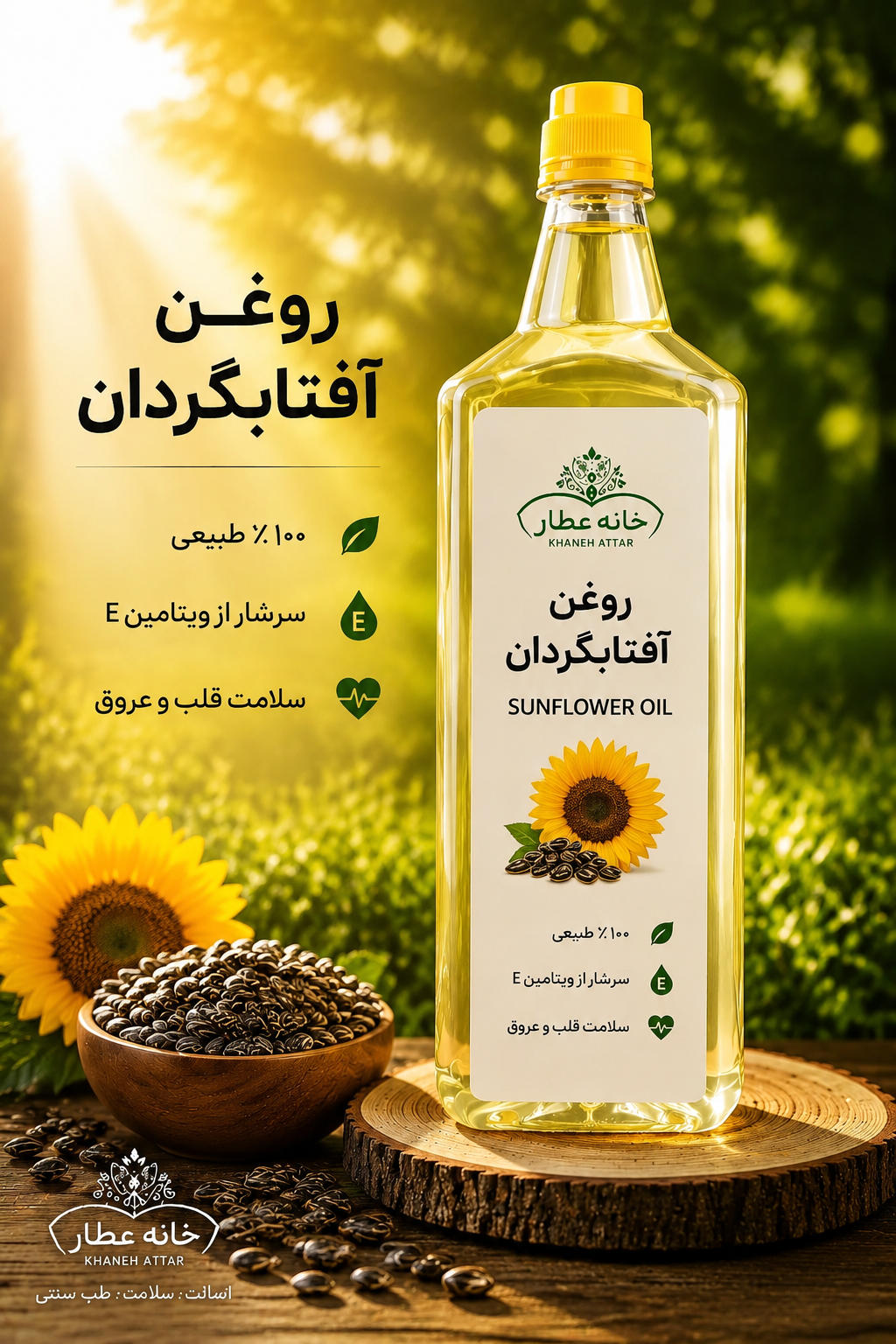 روغن آفتابگردان خالص (1لیتری) بضمانت مرجوعی