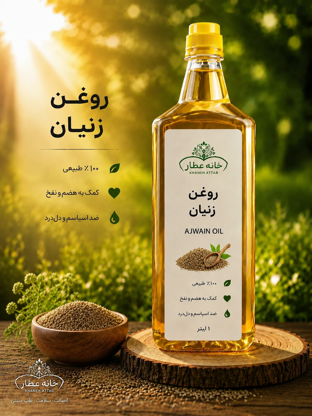روغن زنیان خالص (1لیتری) بضمانت مرجوعی