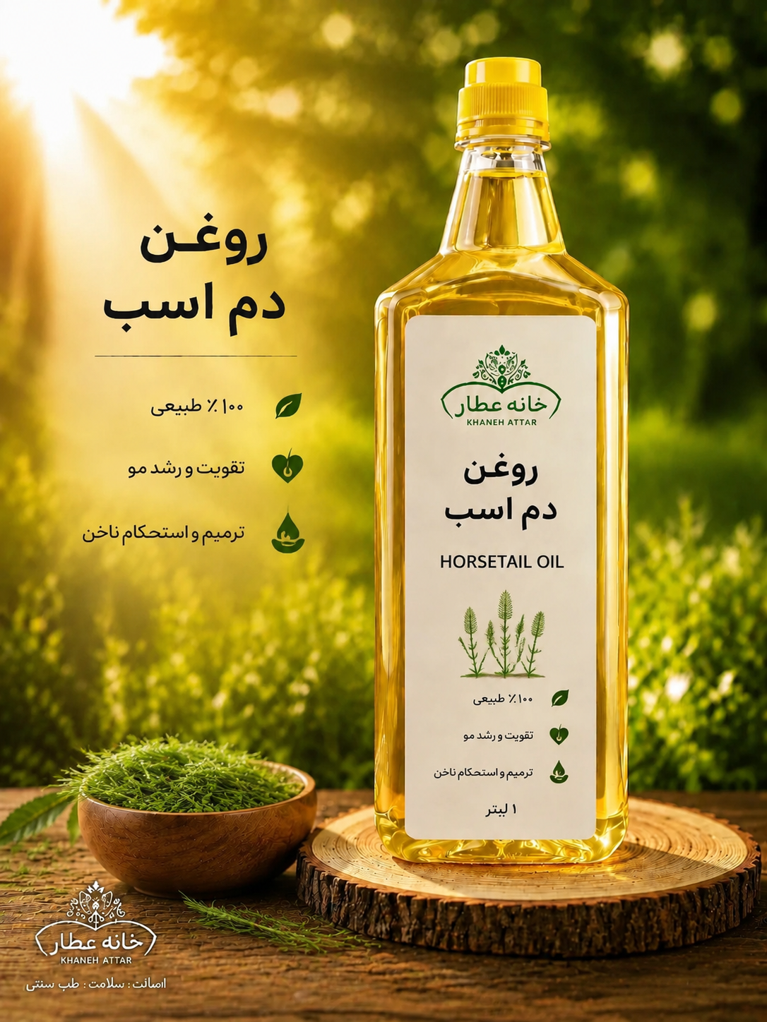 روغن دم اسب خالص (1لیتری) بضمانت مرجوعی