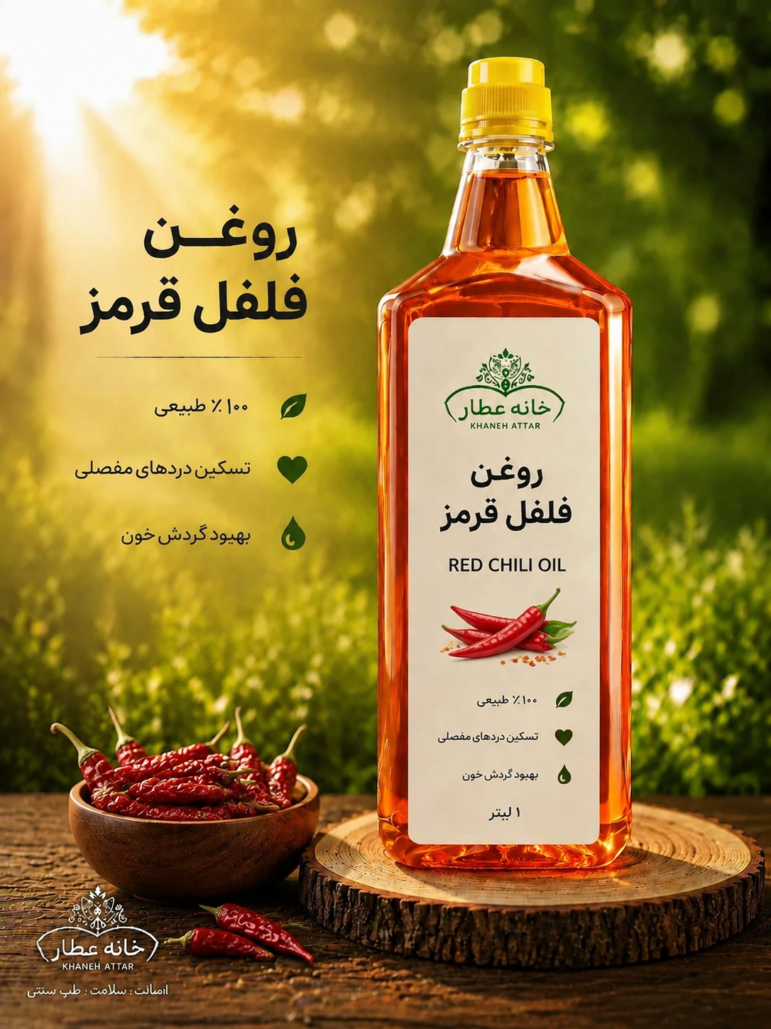 روغن فلفل قرمز خالص (1لیتری) بضمانت مرجوعی