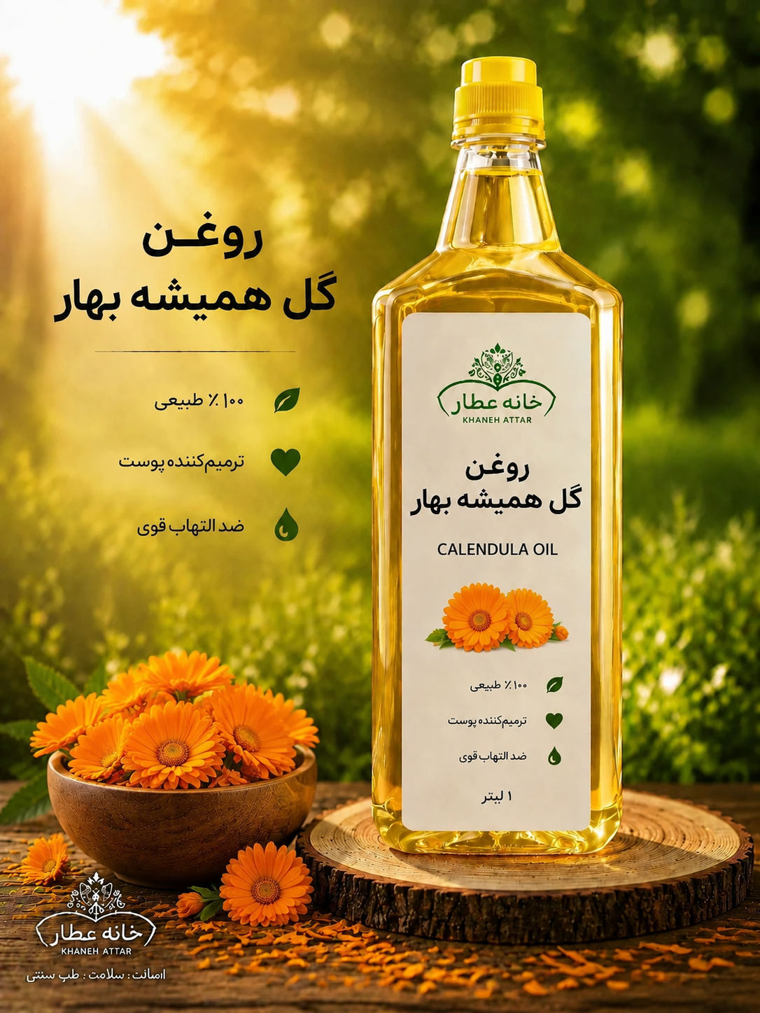 روغن گل همیشه بهارخالص (1لیتری) بضمانت مرجوعی