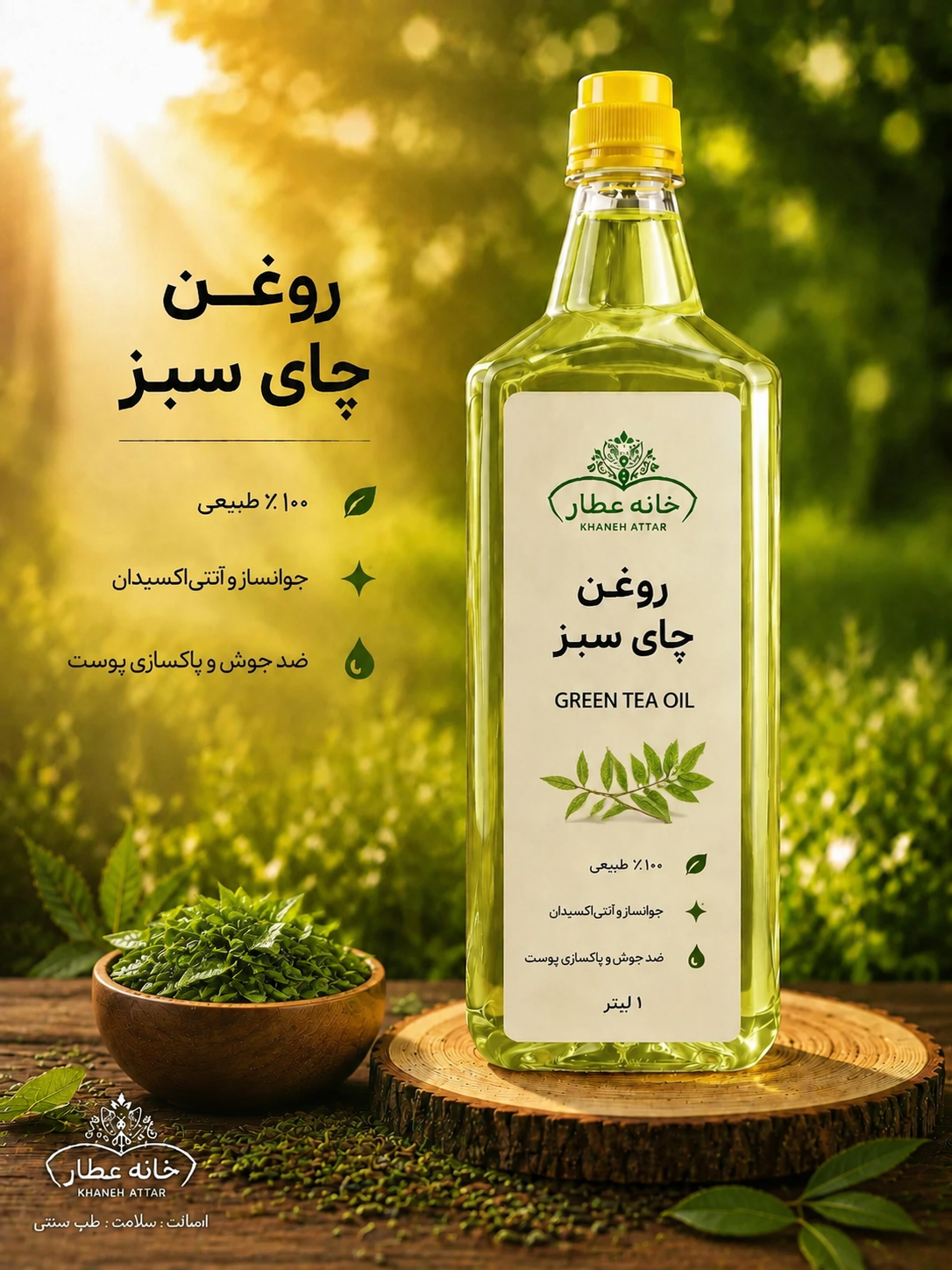 روغن چای سبز خالص (1لیتری) بضمانت مرجوعی
