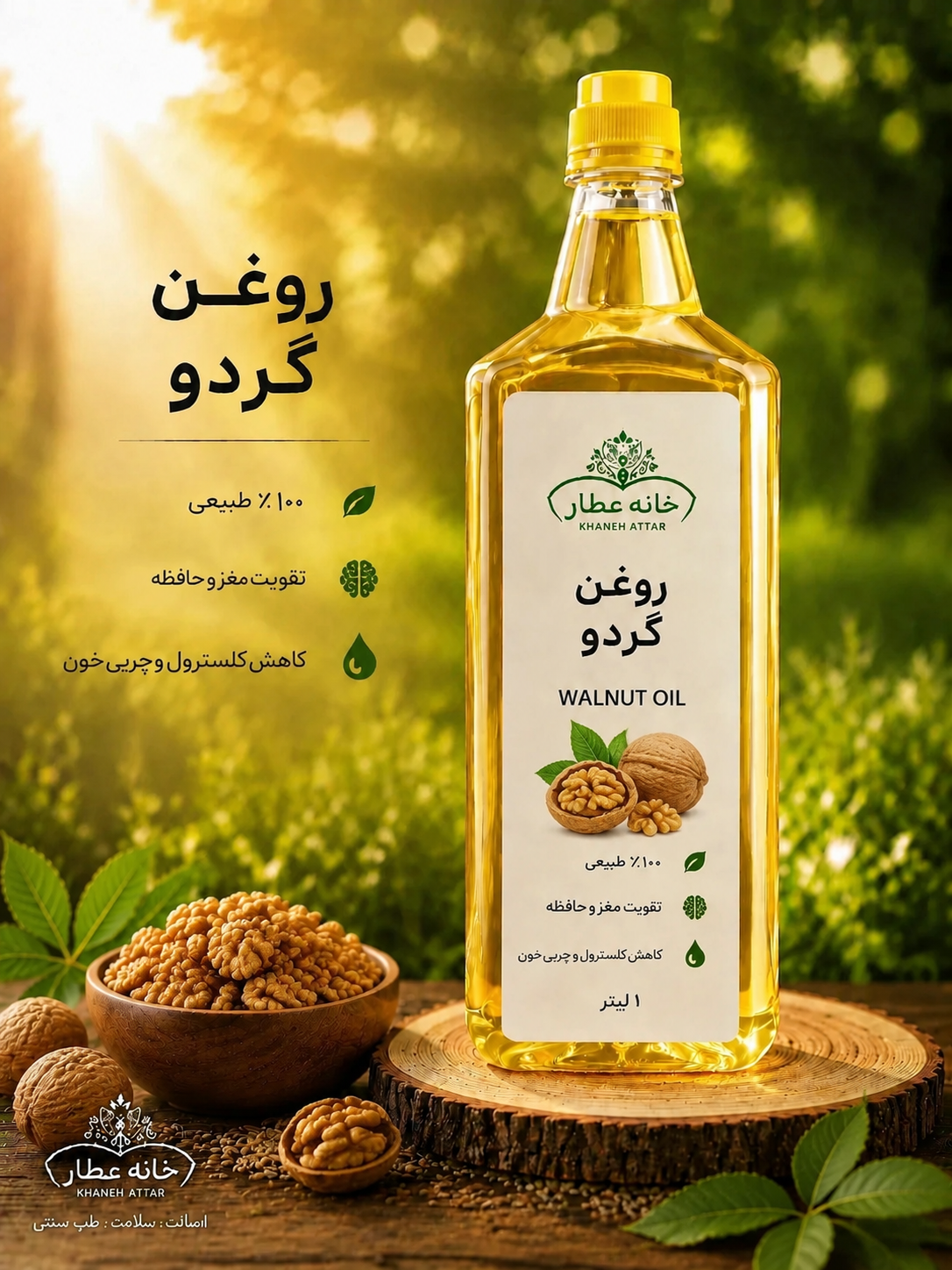 روغن گردو خالص (1لیتری) بضمانت مرجوعی