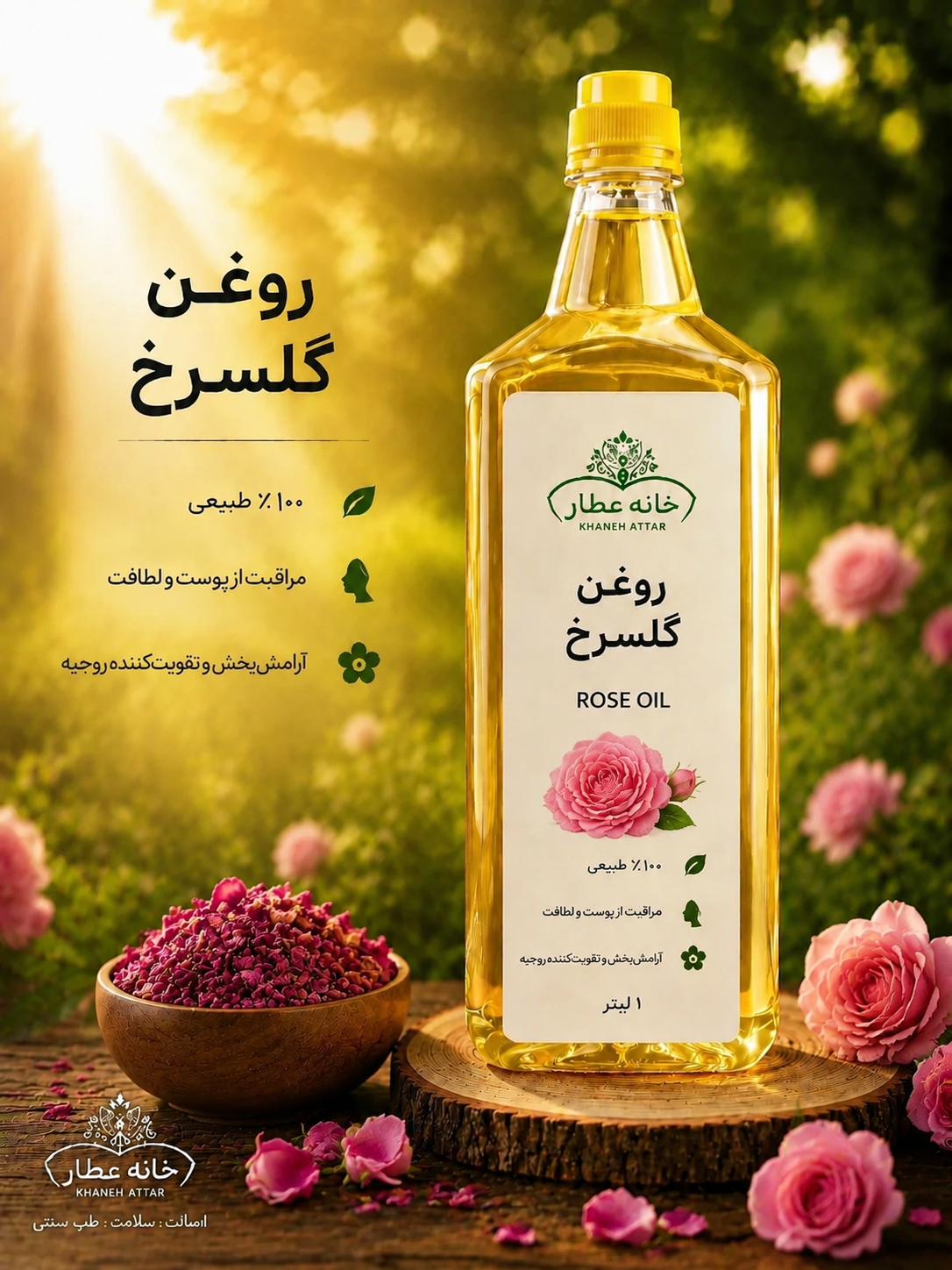 روغن گلسرخ خالص (1لیتری ) بضمانت مرجوعی