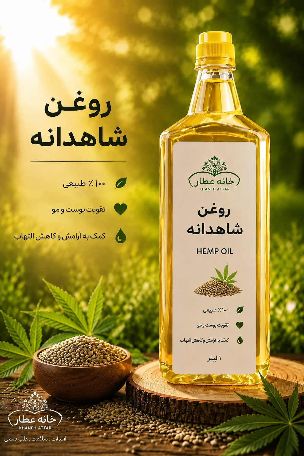 روغن شاهدانه خالص (1لیتری ) بضمانت مرجوعی