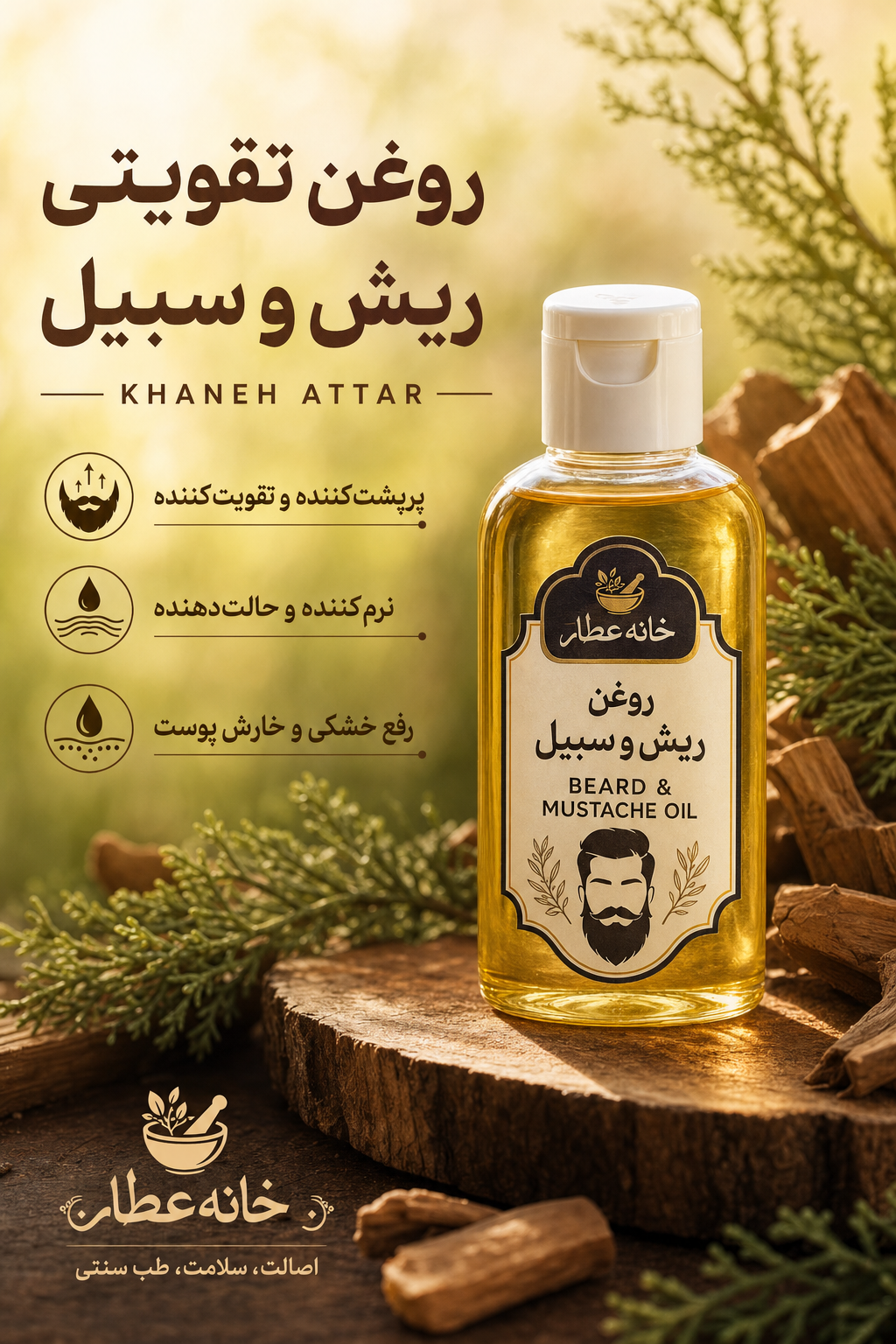 روغن ترکیبی تقویت ریش وسبیل اصل(70 میلی لیتر)