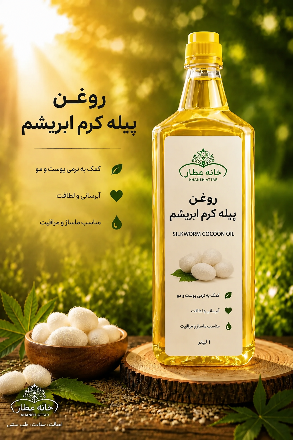 روغن پیله ابریشم خالص (1لیتری ) بضمانت مرجوعی