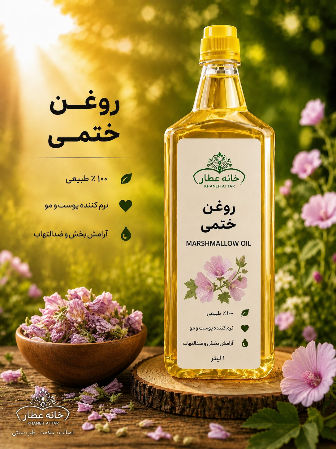 روغن ختمی خالص (1لیتری ) بضمانت مرجوعی
