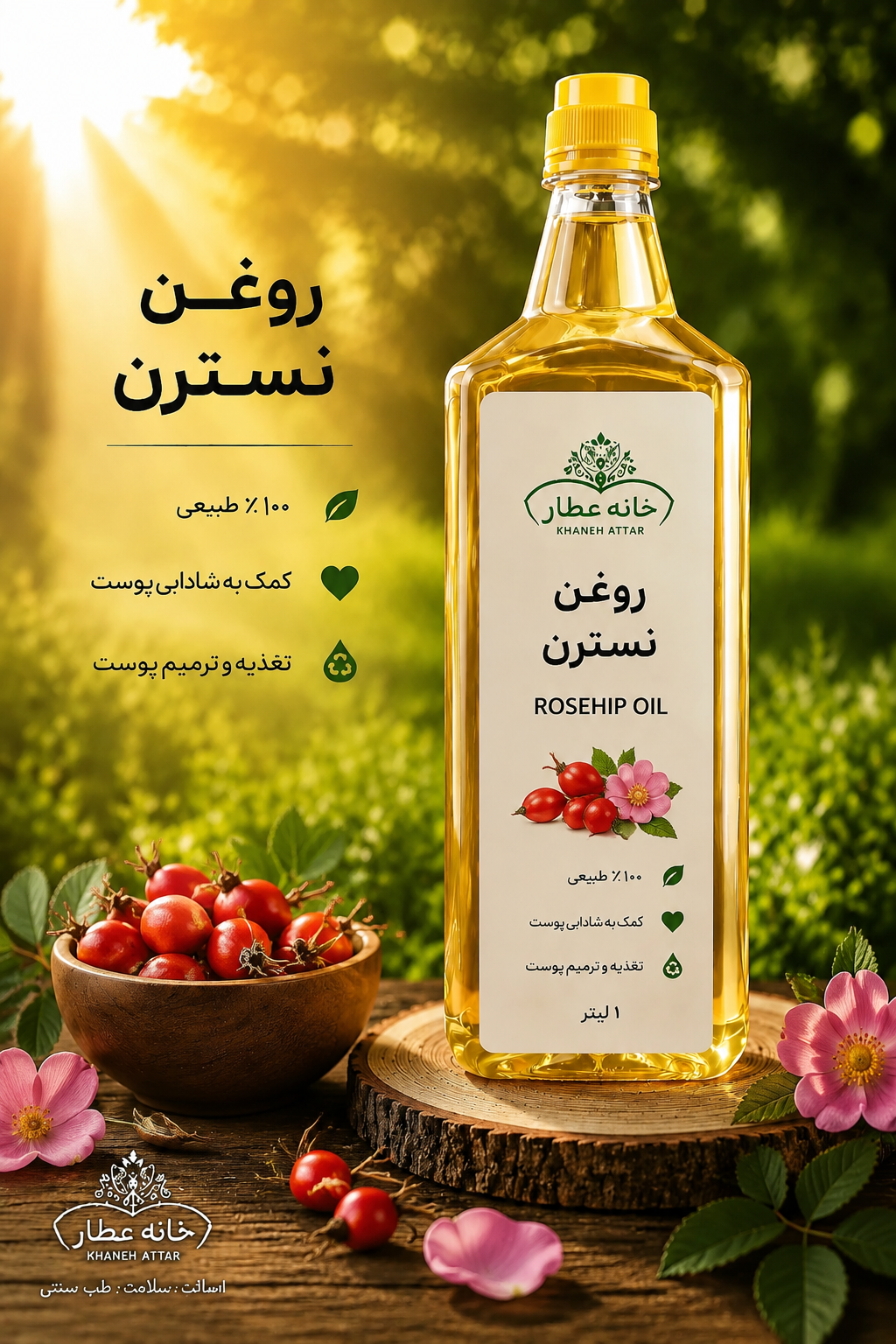 روغن نسترن خالص (1لیتری ) بضمانت مرجوعی