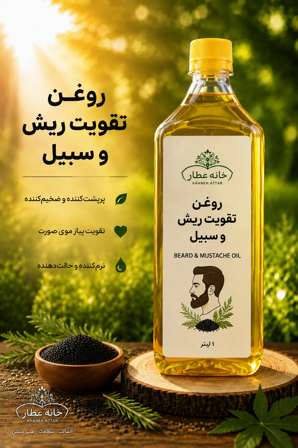 روغن ترکیبی تقویت ریش وسبیل اصل(1لیتر)