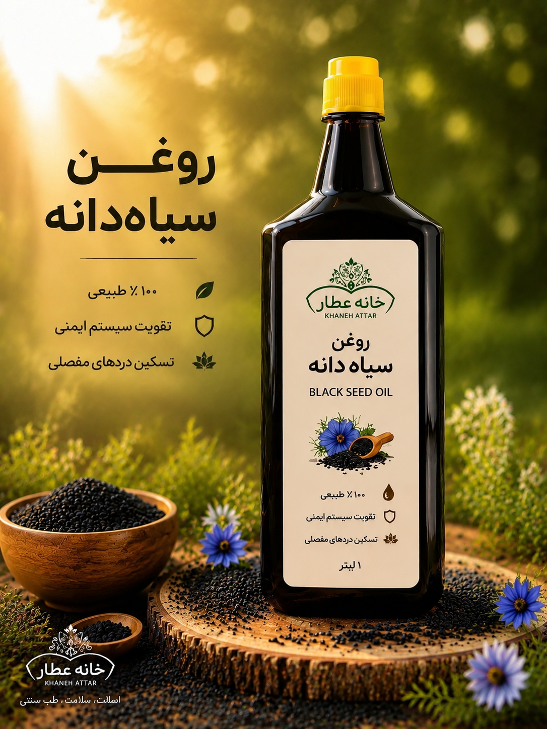روغن سیاهدانه اصل (نیم لیتری) بضمانت مرجوعی