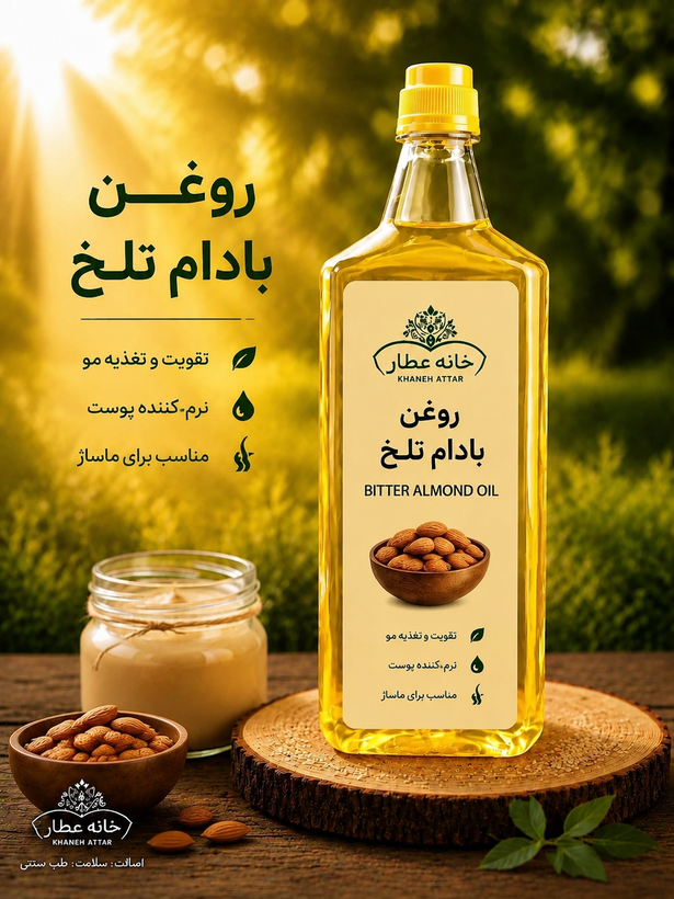 روغن بادام تلخ اصل (نیم لیتری)بضمانت مرجوعی