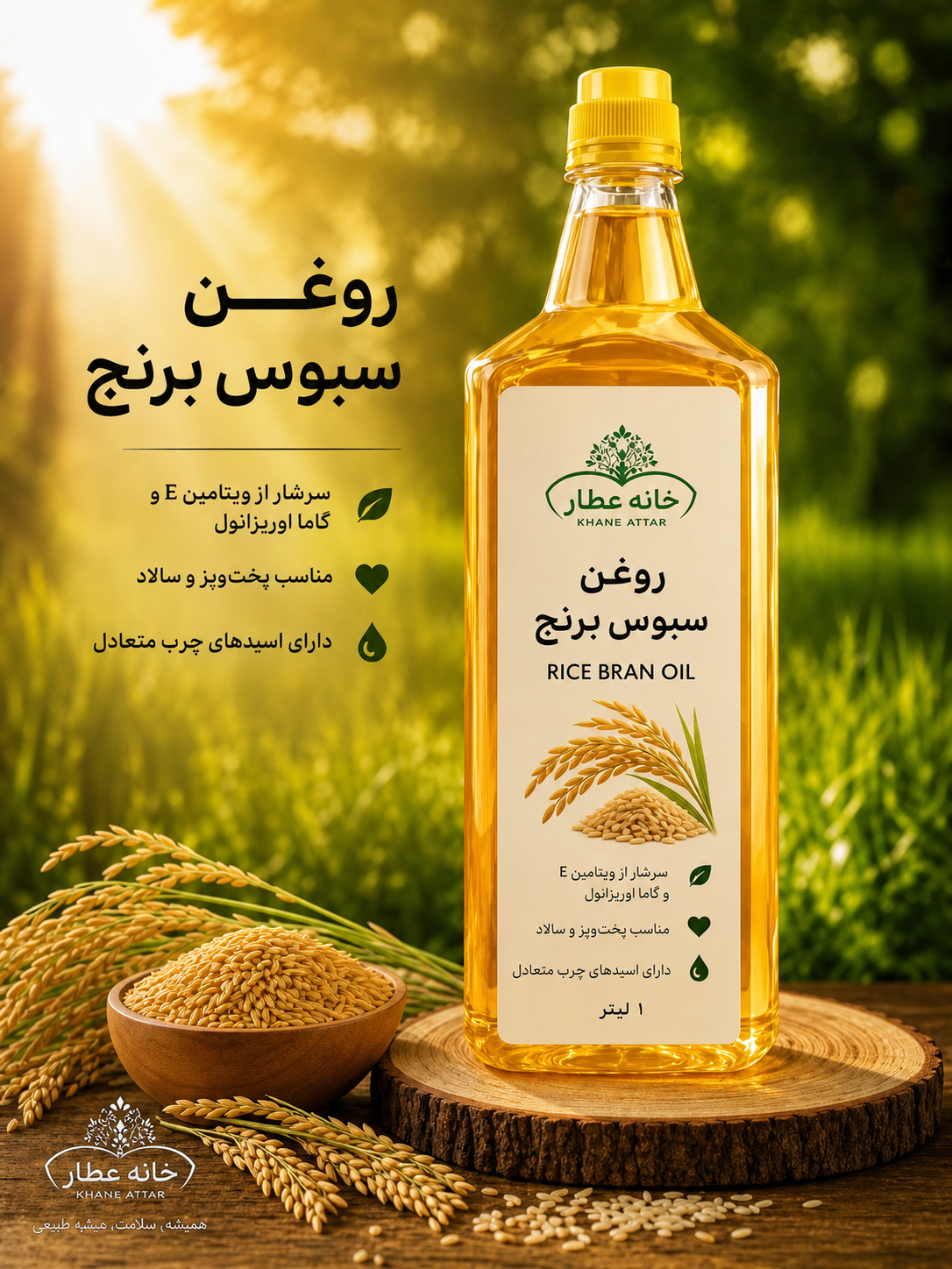 روغن سبوس برنج خالص (۱ لیتر) بضمانت مرجوعی