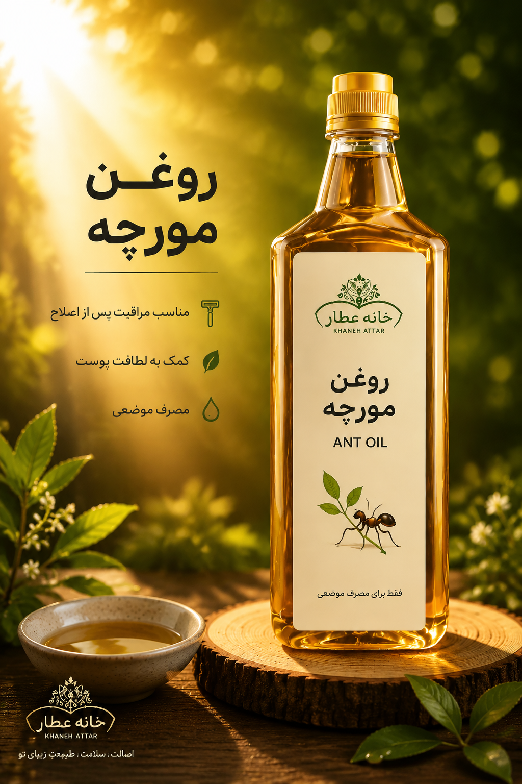 روغن مورچه قهوه ای خالص (۱ لیتر) بضمانت مرجوعی