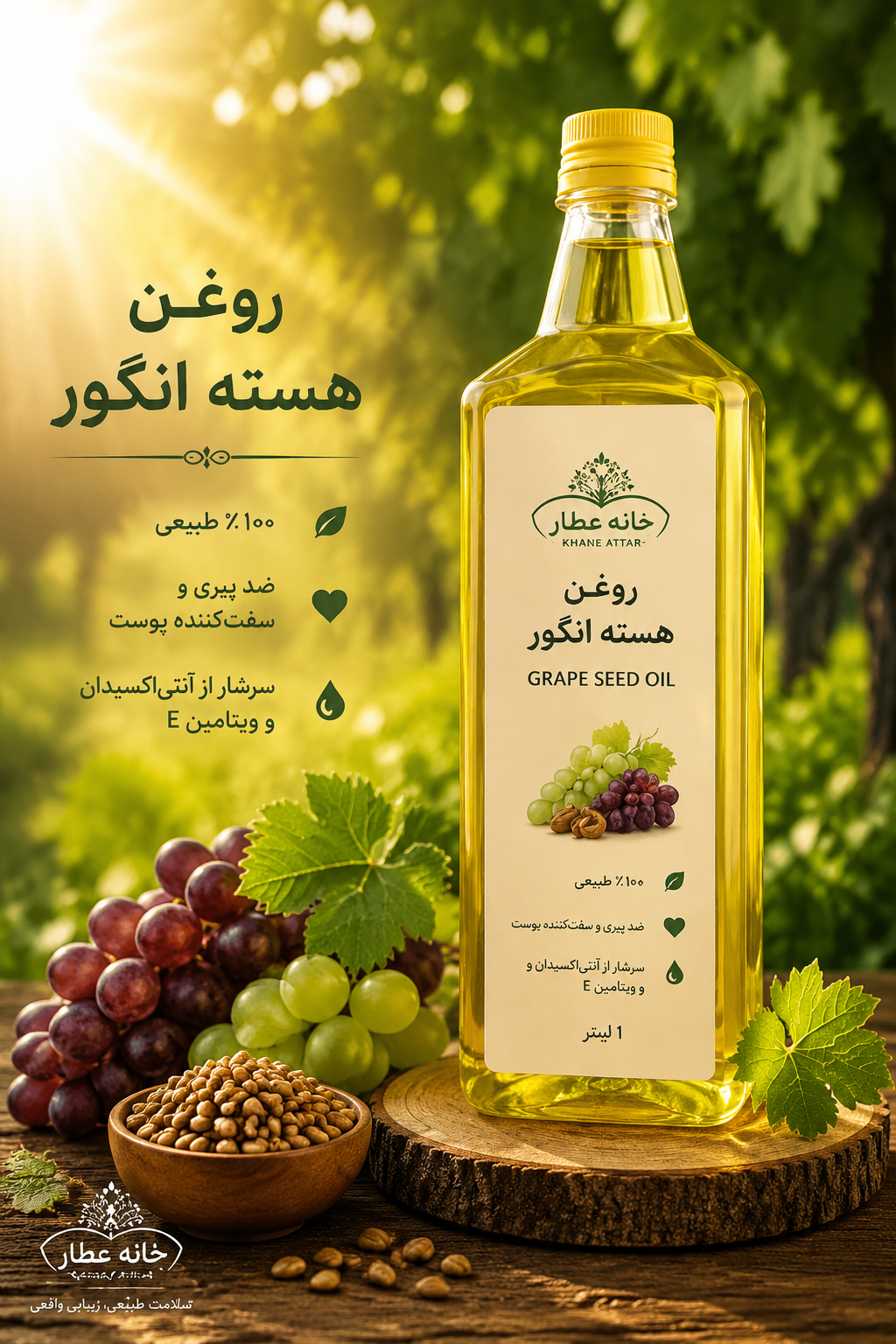 روغن کندش خالص ۱ لیتری | تقویت‌کننده ریشه و ضدریزش طبیعی - خانه عطار