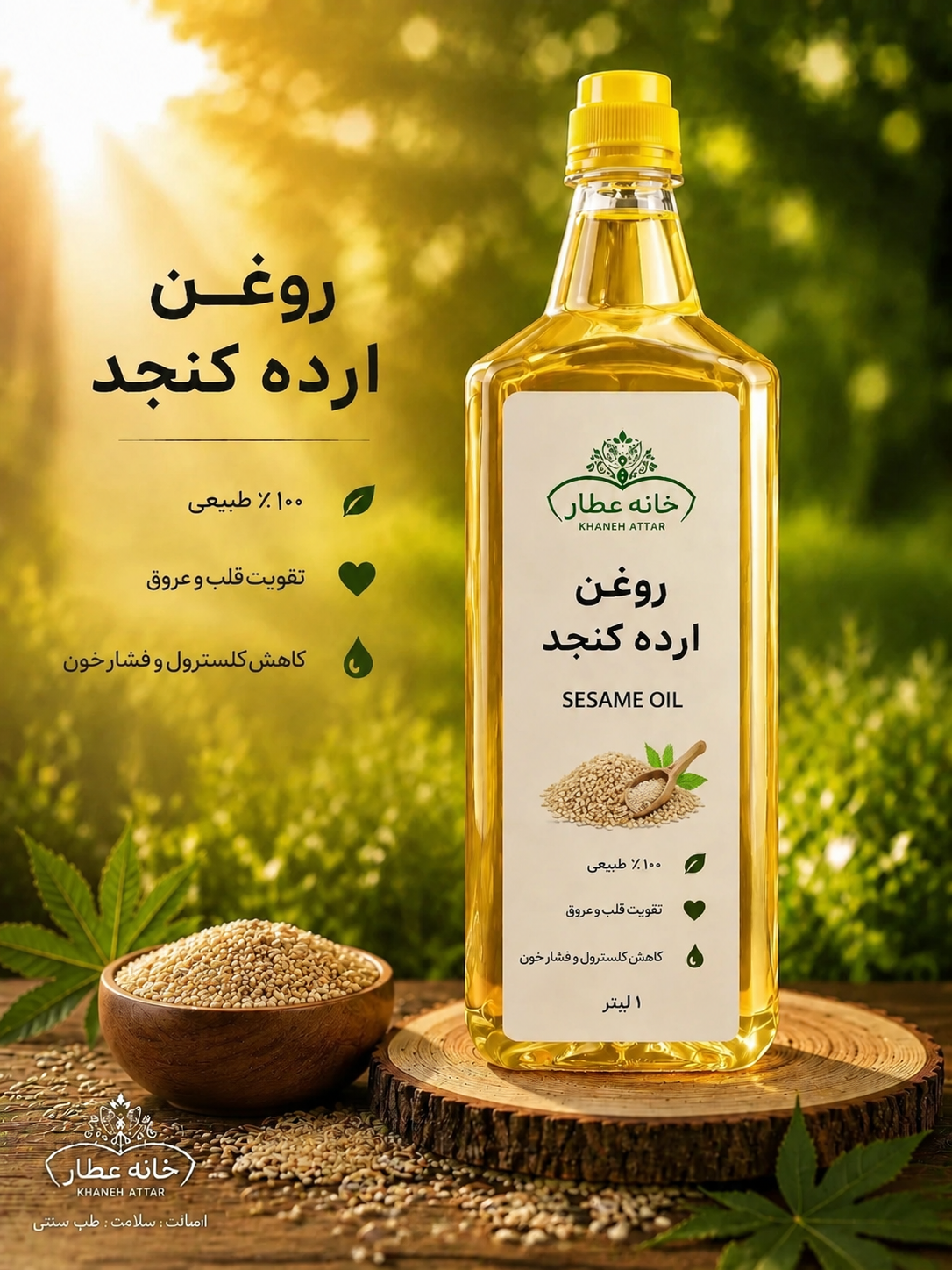 روغن ارده کنجدخالص (۲ لیتری) بضمانت مرجوعی