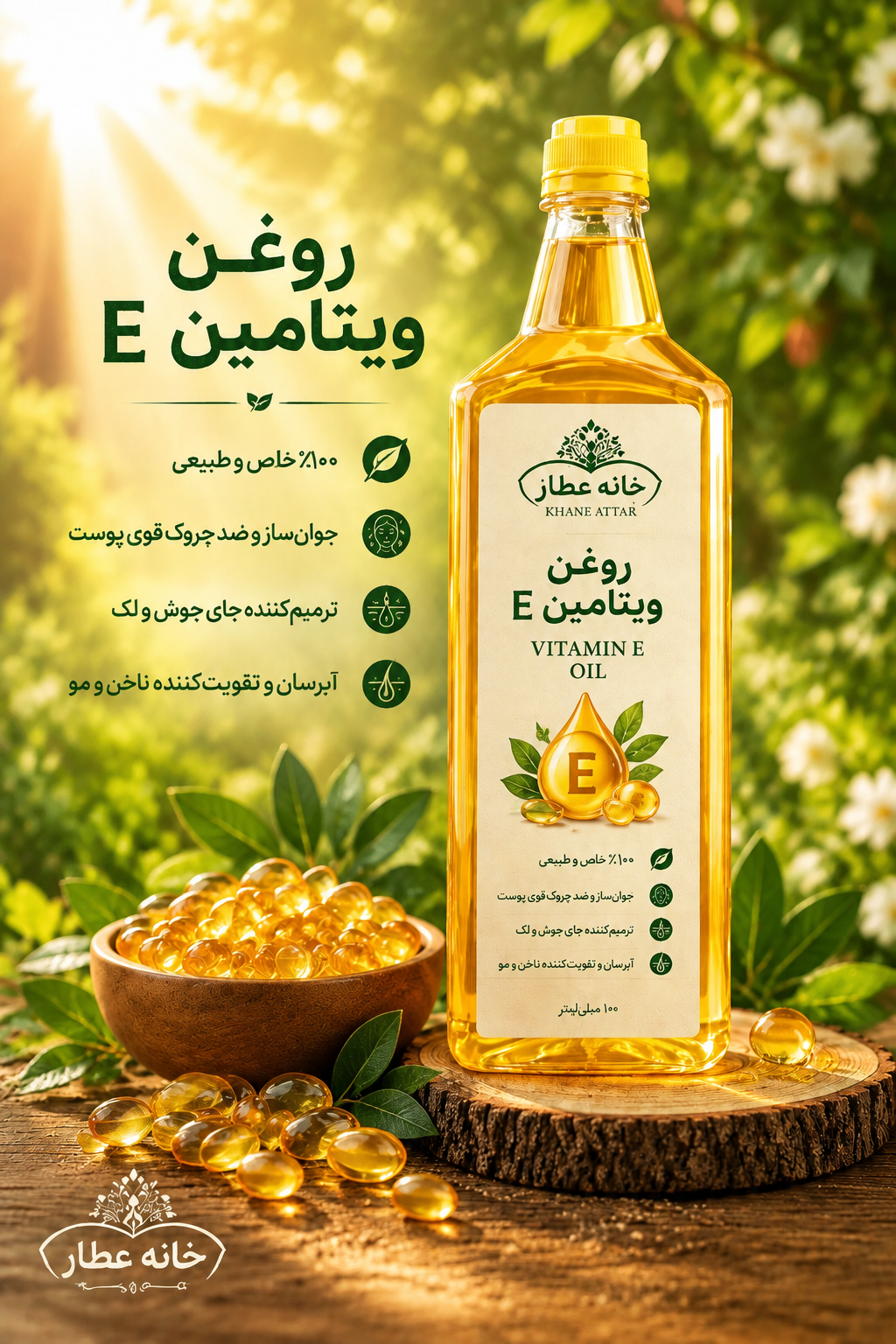 روغن  ویتامین E خالص (۱ لیتری) بضمانت مرجوعی