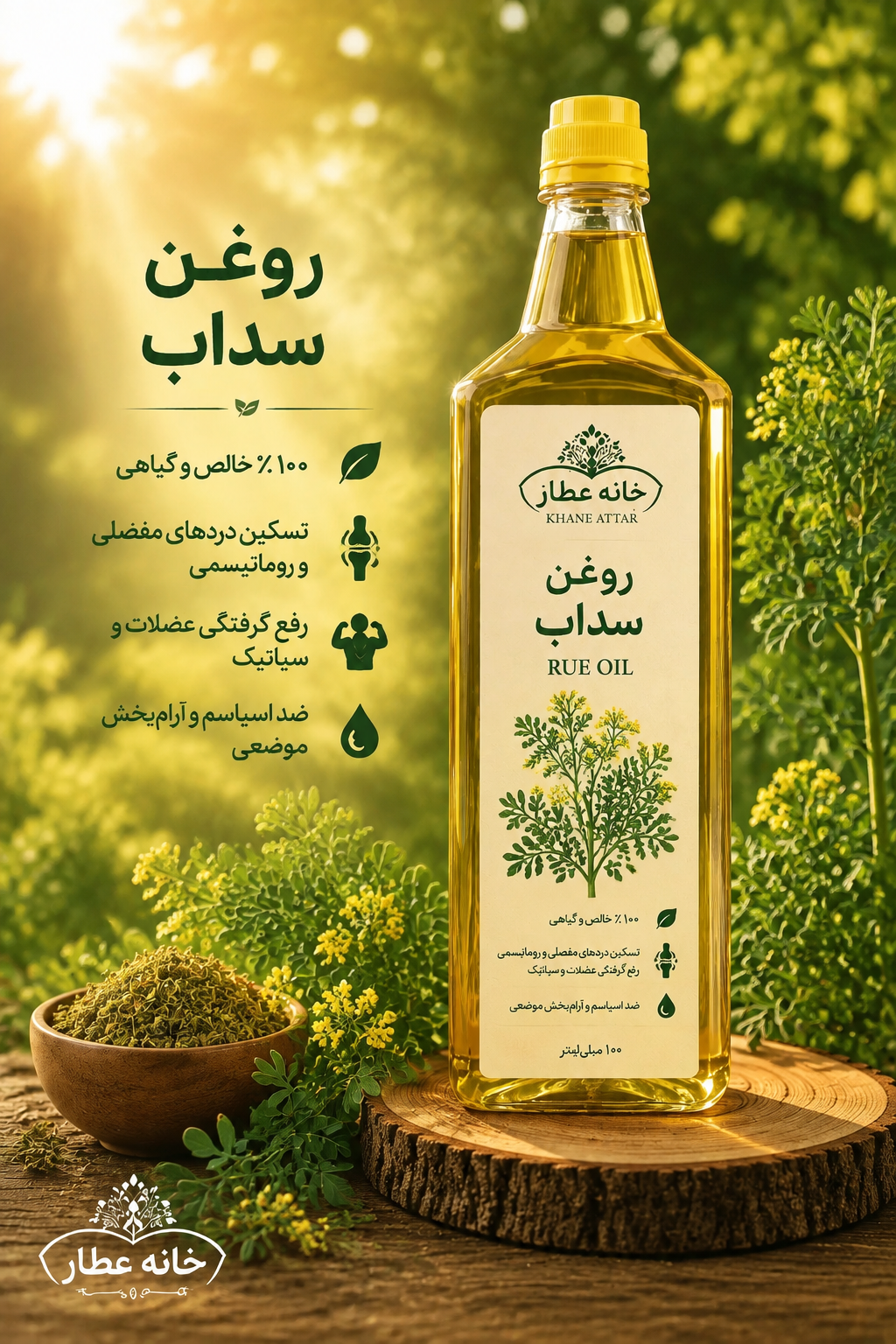 روغن  سداب  خالص (۱ لیتری) بضمانت مرجوعی