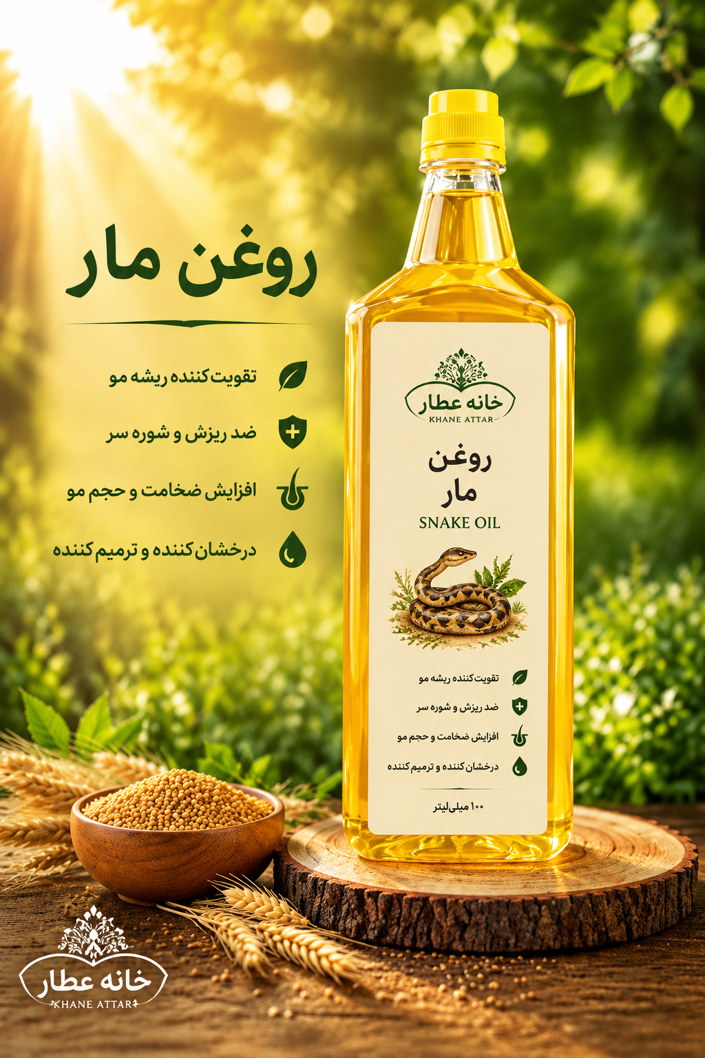 روغن  مار خالص (۱ لیتری) بضمانت مرجوعی