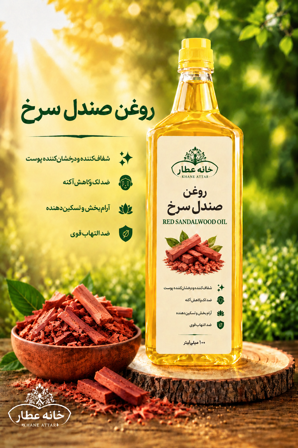روغن صندل سرخ خالص (۱ لیتری) بضمانت مرجوعی