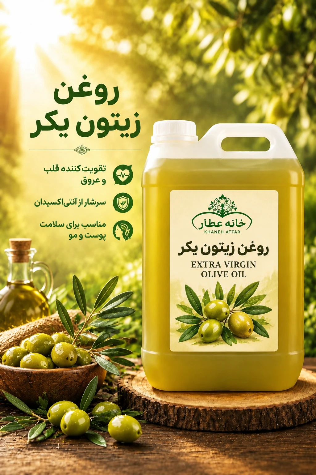 روغن زیتون بکر  فله خالص (20 لیتری) بضمانت مرجوعی